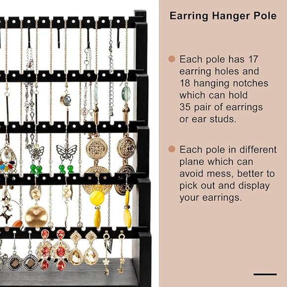 New Earring Organizer, 5 Layer Earring Holder Organizer with Metal Neckl… - Picture 10 of 13